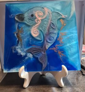 Tableau en résine époxy dauphin