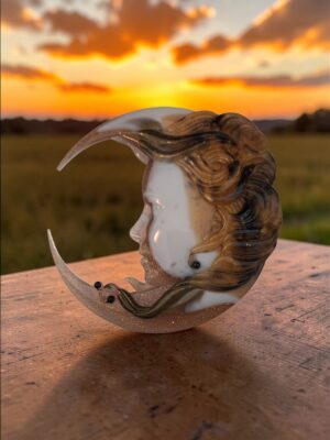 Visage femme lune en résine époxy